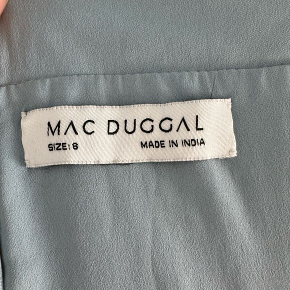 MAC DUGGAL | V Neck Puff Sleeve Ruffle Tiered A Line Gown - Picture 11 of 14